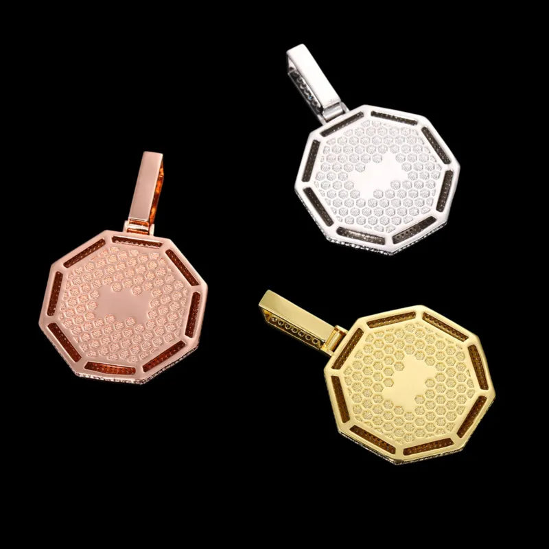 Backside view of 42mm custom bagua pendant – smooth polished finish ready for engraving