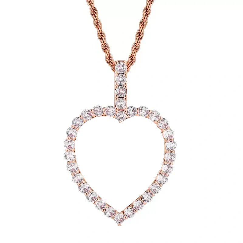 Rose Gold Custom Photo Micro-Inlaid Heart Pendant - 40mm