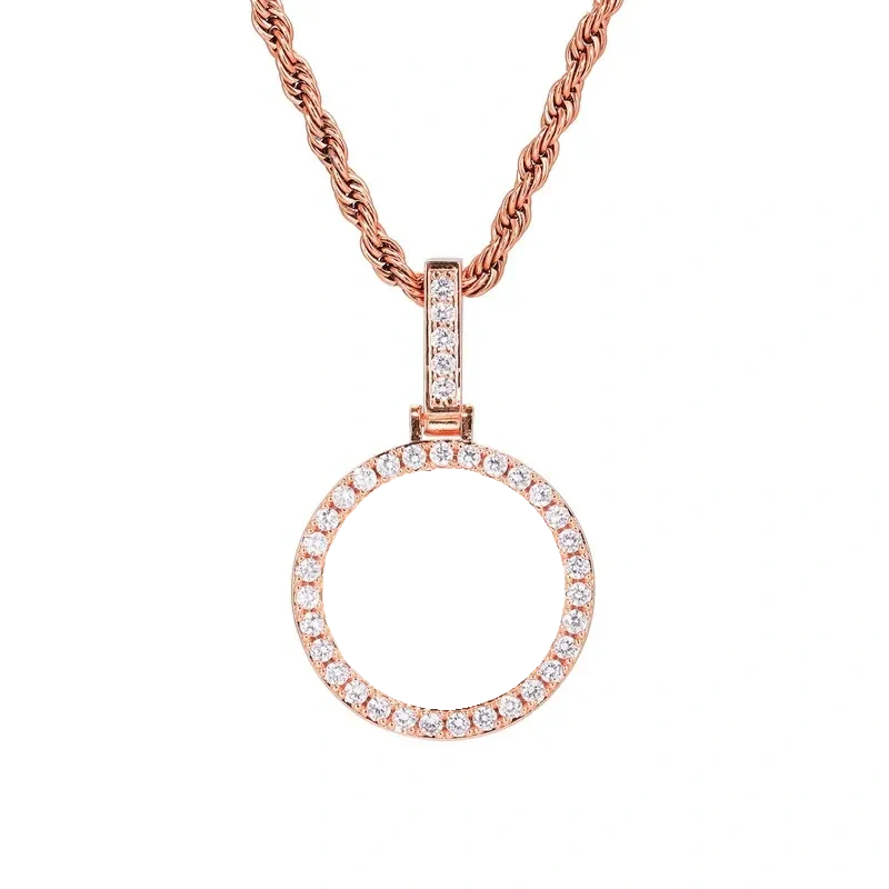 Rose Gold Small Custom Photo Micro-Set Round Pendant - 25mm