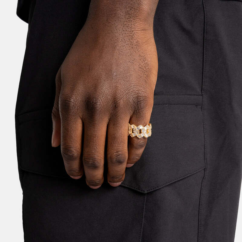 Anillo cubano baguette S925 en oro de 18 quilates