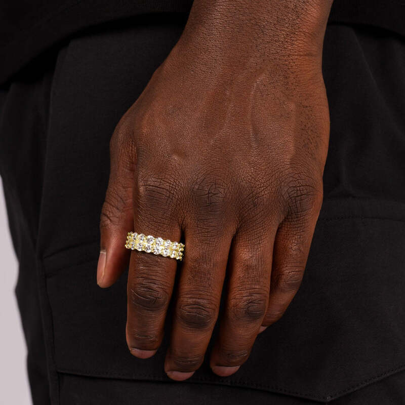 Anillo de tenis doble S925 en oro de 18 quilates (7 mm)
