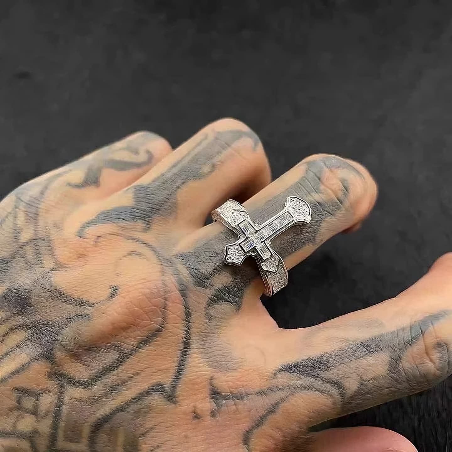 S925 Moissanite Cross Ring