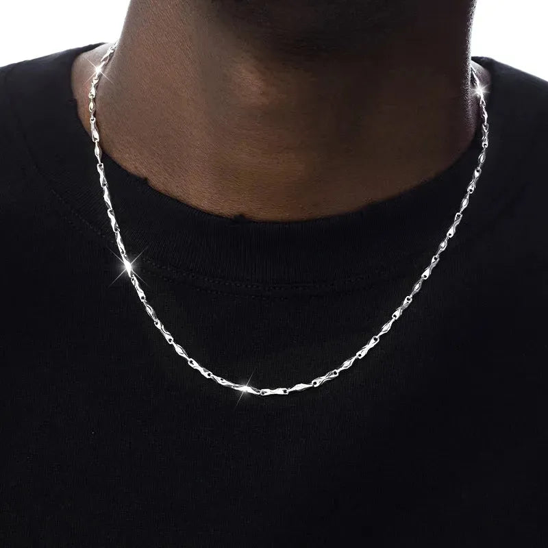 S925 Sterling Silver Necklace in White Gold