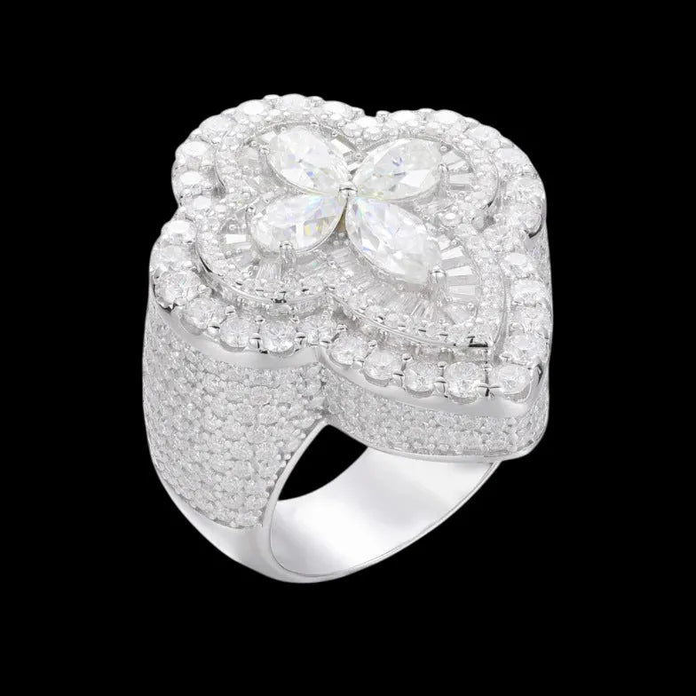 Anillo de moissanita en forma de flor S925 VVS