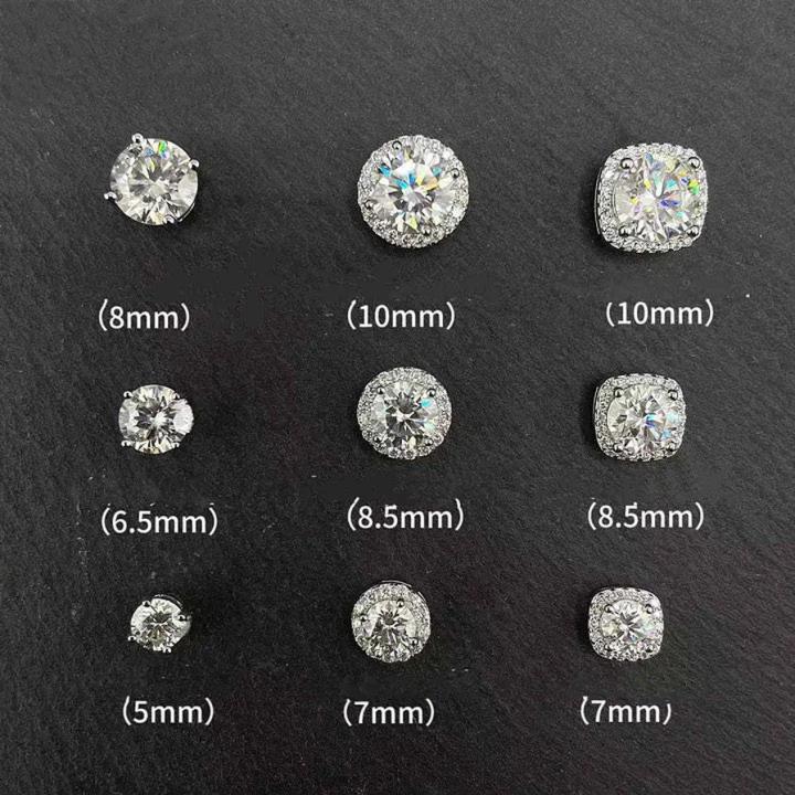 S925 VVS moissanite magnetic earrings with four claws and cube design