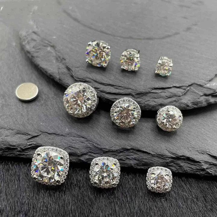 S925 moissanite magnetic earrings set with starry full diamond design