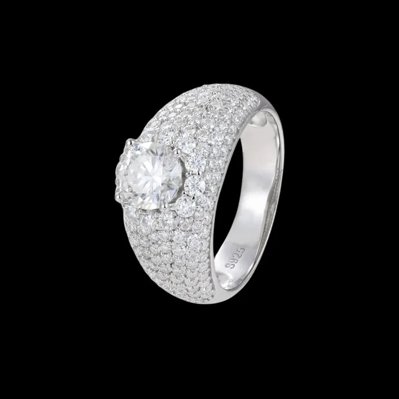 Anillo de hielo estrellado de moissanita S925 VVS