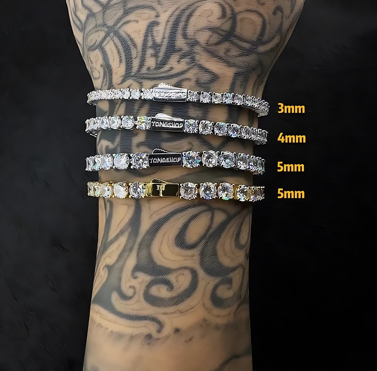 Wrist wearing Tennis Chain Rock Sugar Bracelet hip hop jewelry