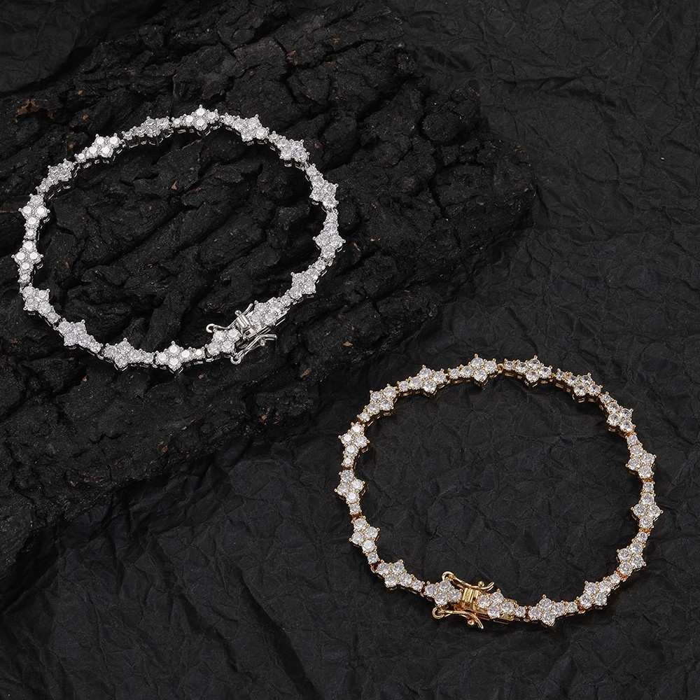 Thorn tennis bracelet in silver and gold micropaved