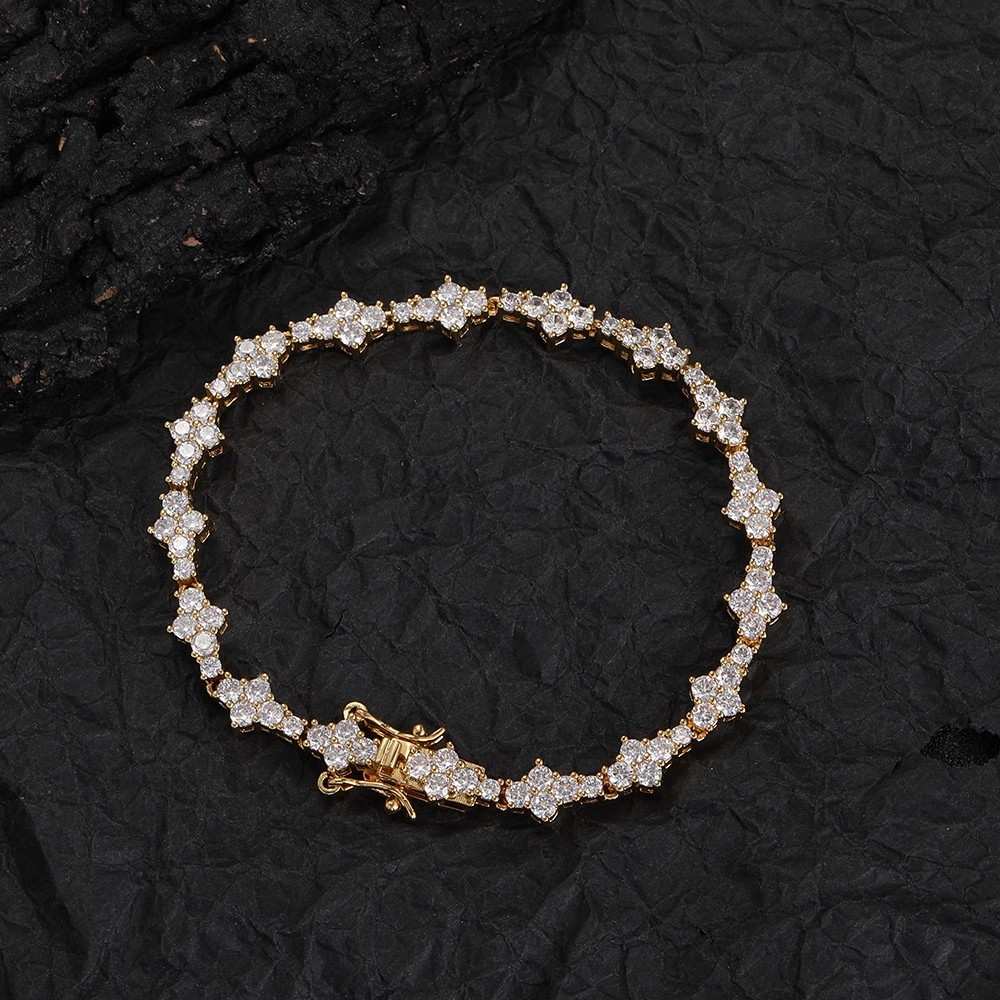 Gold thorn micropaved tennis bracelet hip hop style