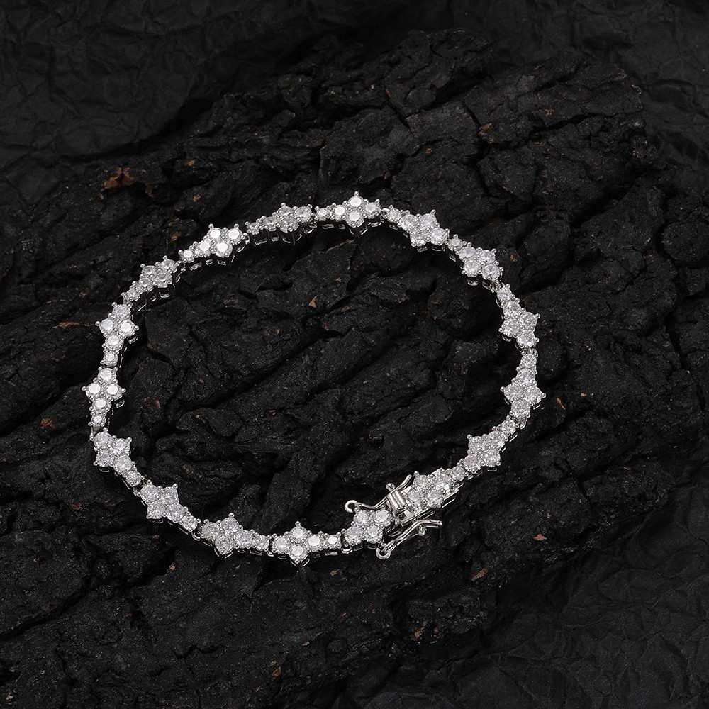 Luxury thorn micropaved bracelet tennis style silver