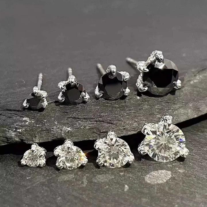 S925 VVS moissanite dragon claw earrings white and black set