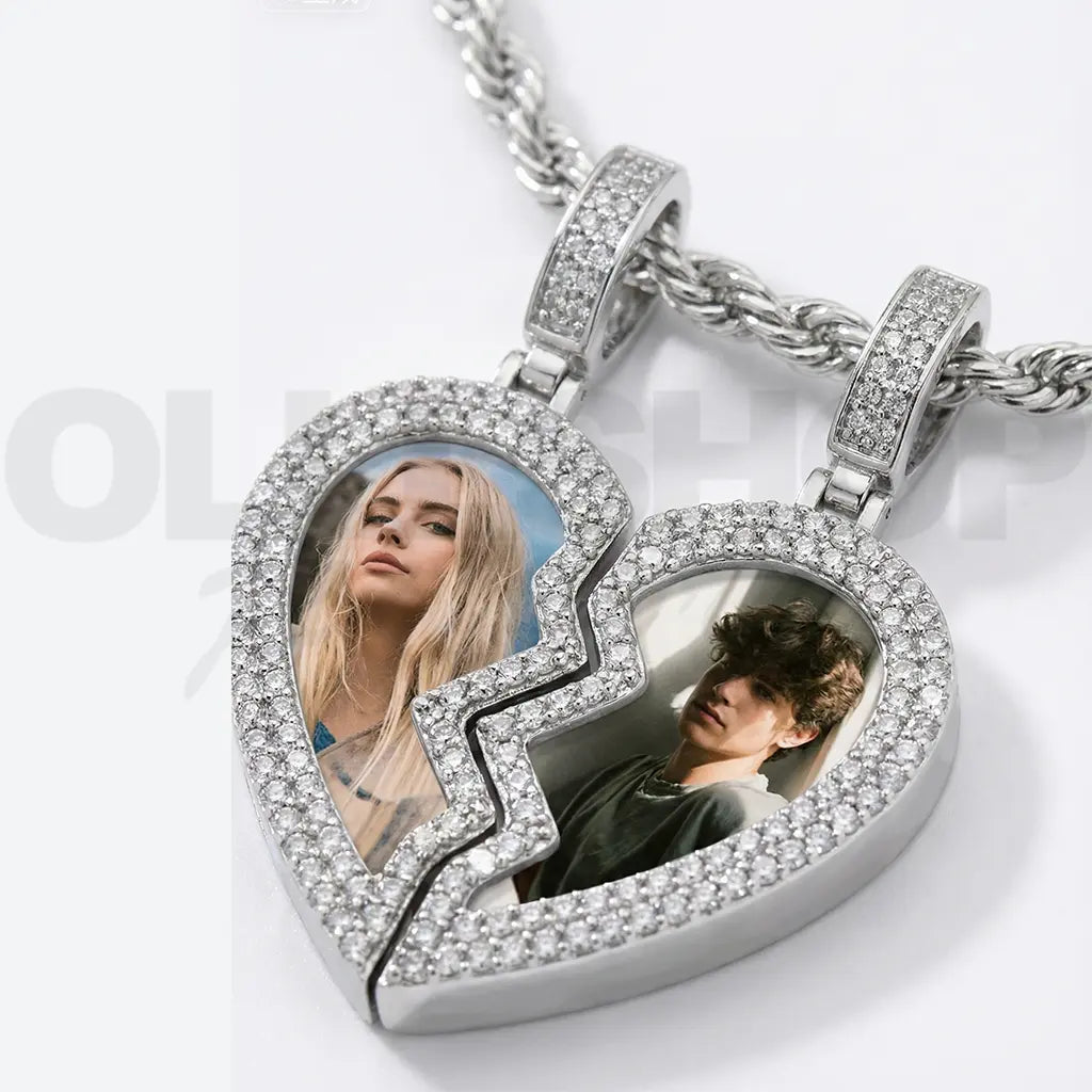 split heart photo pendant necklace