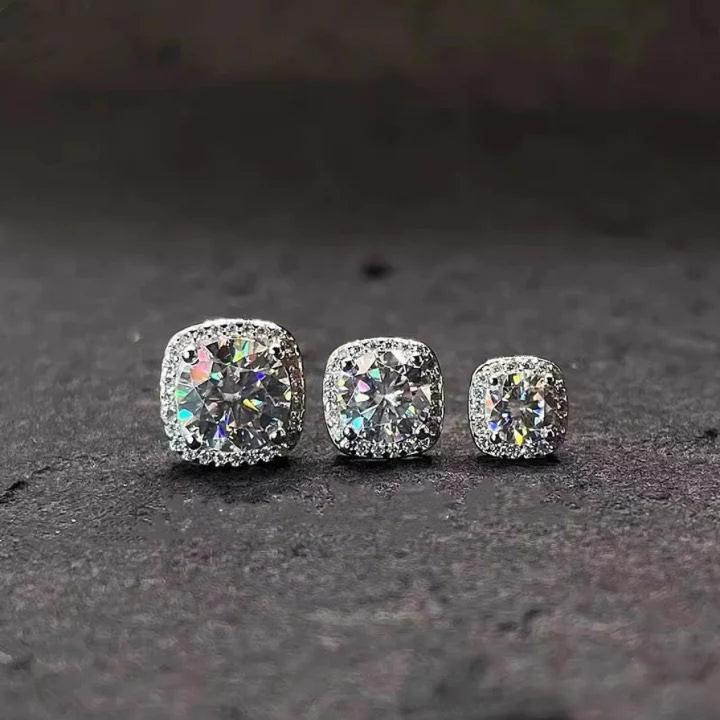 Set of S925 VVS moissanite full diamond square earrings