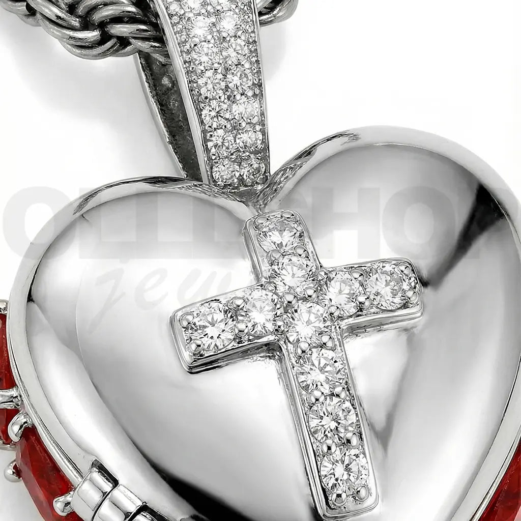 heart cross photo locket necklace