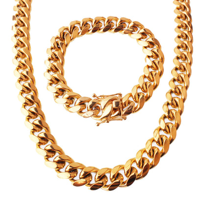 8/10/12/14mm Miami Cuban Chain Tap Clasp Necklace Bracelet