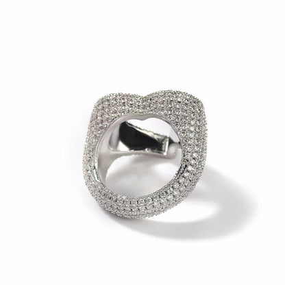 Hollow Heart Diamond Ring in 18K Gold Plating