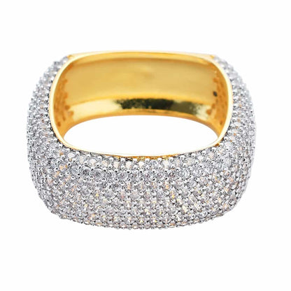 Bling Square Hip-Hop Men's Diamond Ring