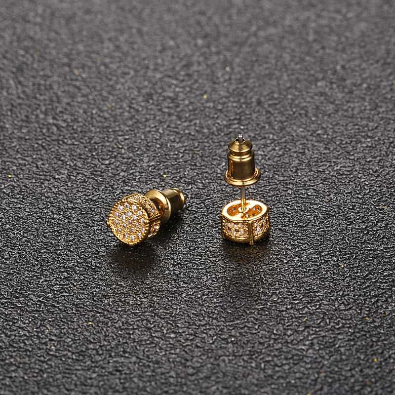 Luxury Round Micro Pave Diamond Stud Earrings