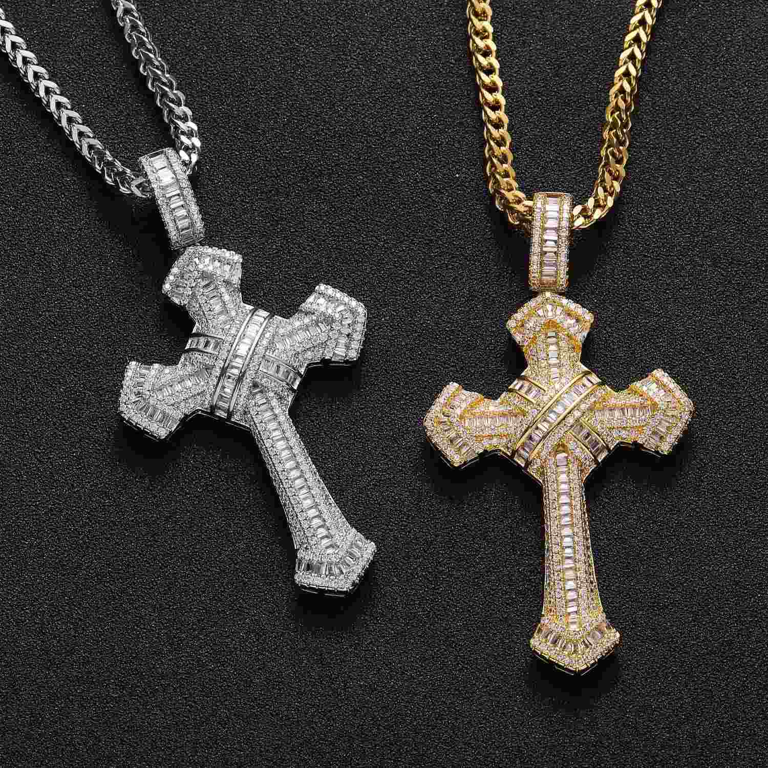 Micropaved T Cubic Zirconia Cross Pendant