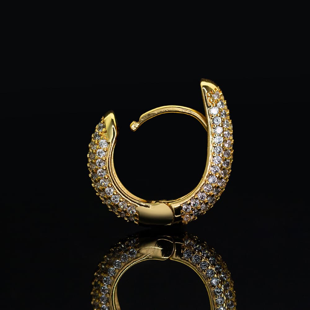 Diamond-Set Half Circle Hoop Earrings