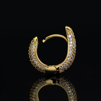 Diamond-Set Half Circle Hoop Earrings