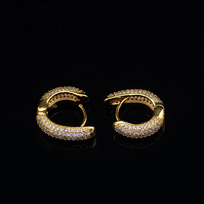 Diamond-Set Half Circle Hoop Earrings