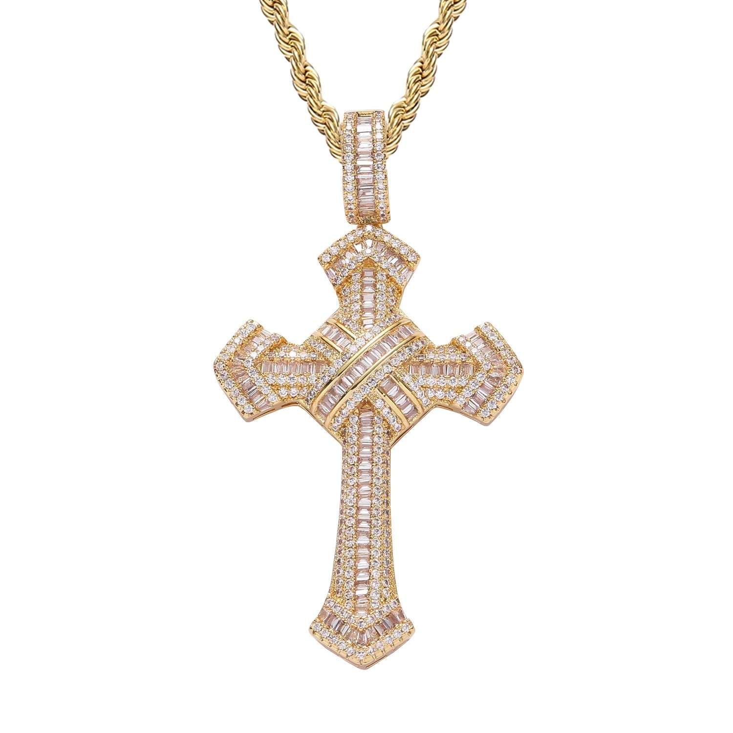 Micropaved T Cubic Zirconia Cross Pendant