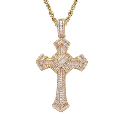 Micropaved T Cubic Zirconia Cross Pendant