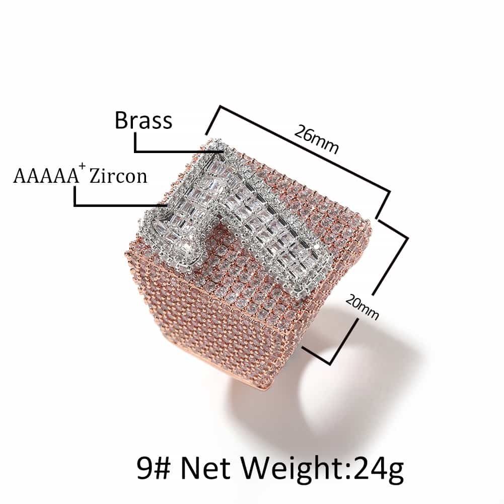 Custom Gold-Plated Diamond Number & Letter Ring