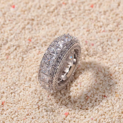 Gold-Plated Round Diamond Hip-Hop Ring