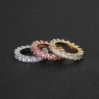4mm Single Row Cubic Zirconia Ring in 18K Gold