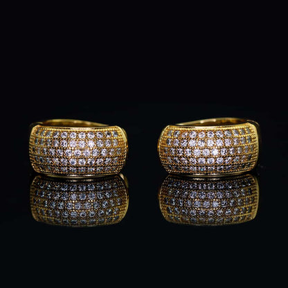 Wide Band Diamond-Set Round Earrings