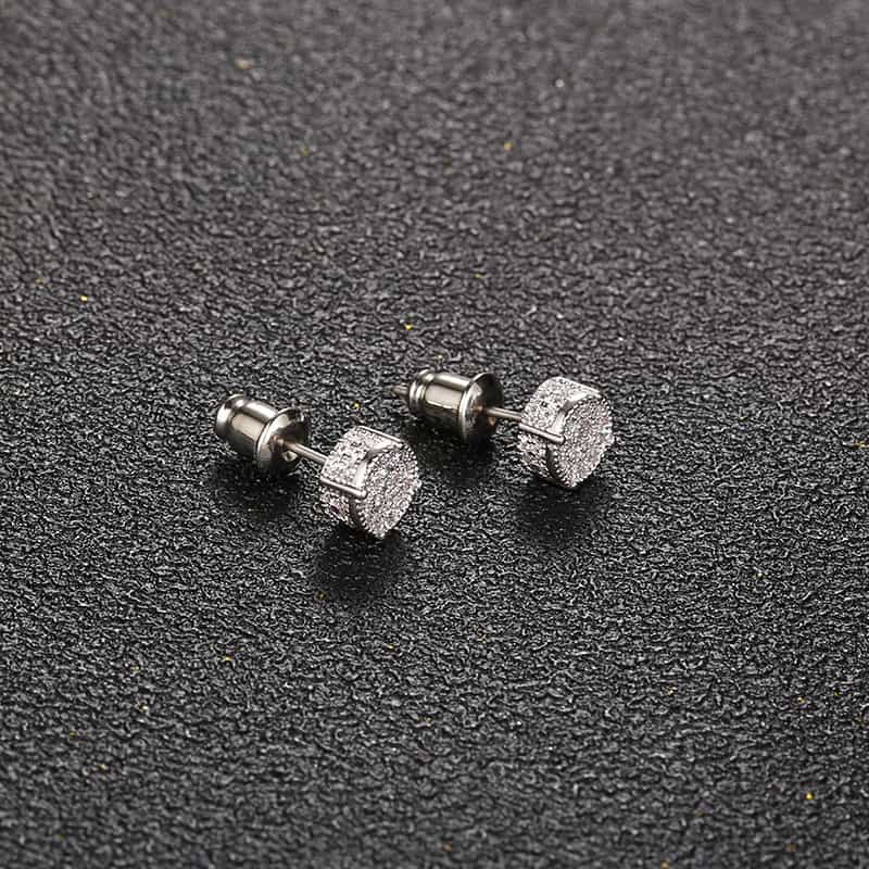 Luxury Round Micro Pave Diamond Stud Earrings