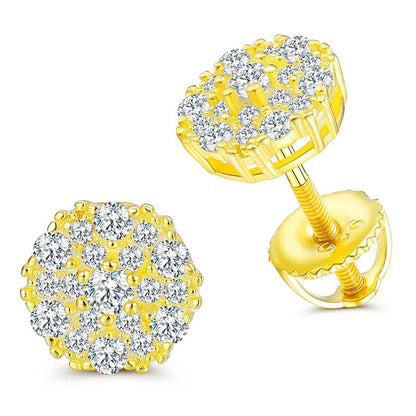 Artisan-Crafted S925 Silver Geometric Moissanite Stud Earrings