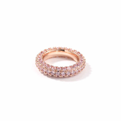 Three-Side Diamond Hip-Hop Ring in 18K Gold Plating