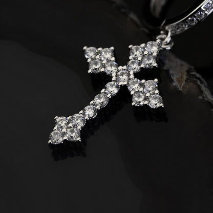 Cross Diamond Hoop Earrings 18K Gold