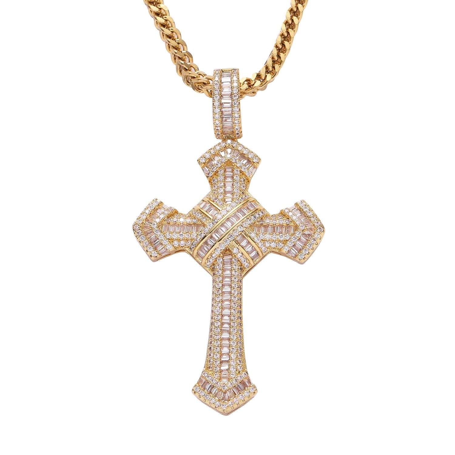 Micropaved T Cubic Zirconia Cross Pendant