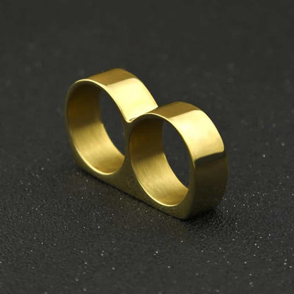 Dual-Hole Diamond-Encrusted Hip-Hop Ring in 18K Gold