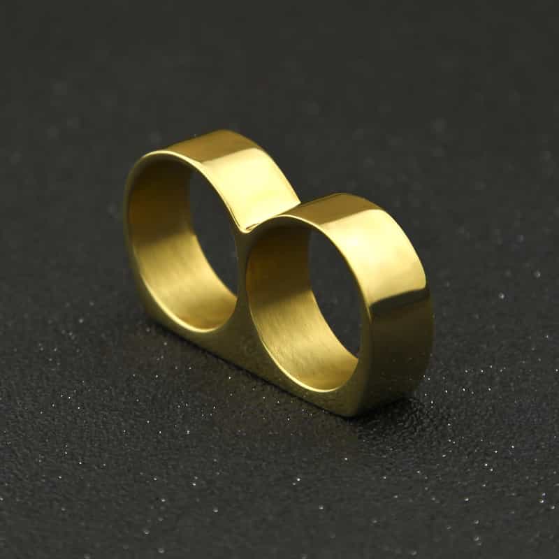Dual-Hole Diamond-Encrusted Hip-Hop Ring in 18K Gold