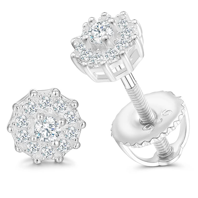 S925 VVS 2.0mm Round Moissanite Stud Earrings in 18K Gold Plating