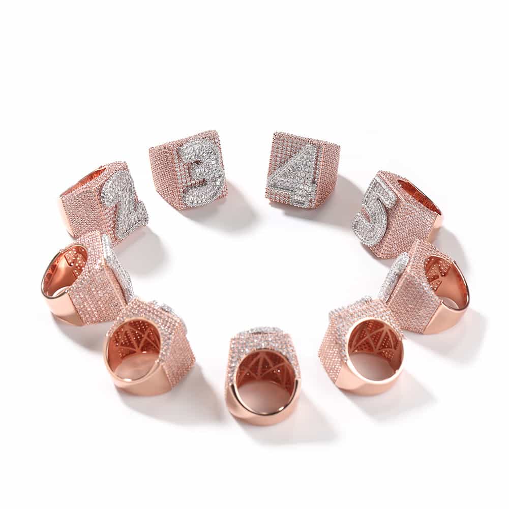 Custom Gold-Plated Diamond Number & Letter Ring