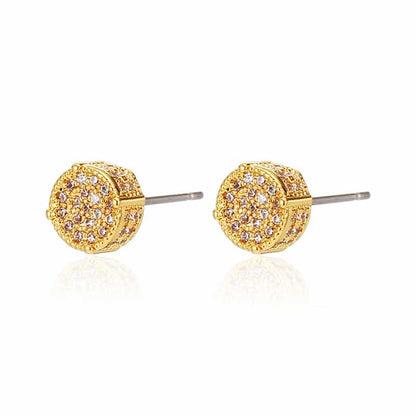 Luxury Round Micro Pave Diamond Stud Earrings