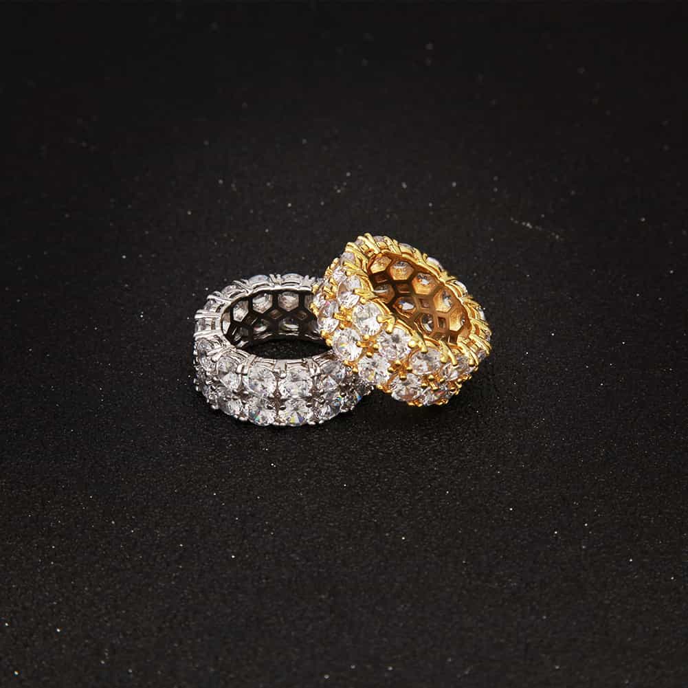 Micro Pavé Double Row Diamond Hip-Hop Ring
