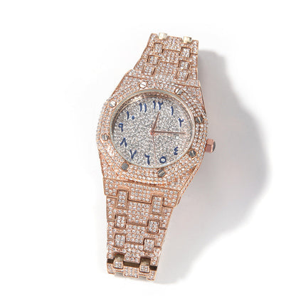 Full Diamond Arabic Watch Hip Hop Fashion Dial Quartz