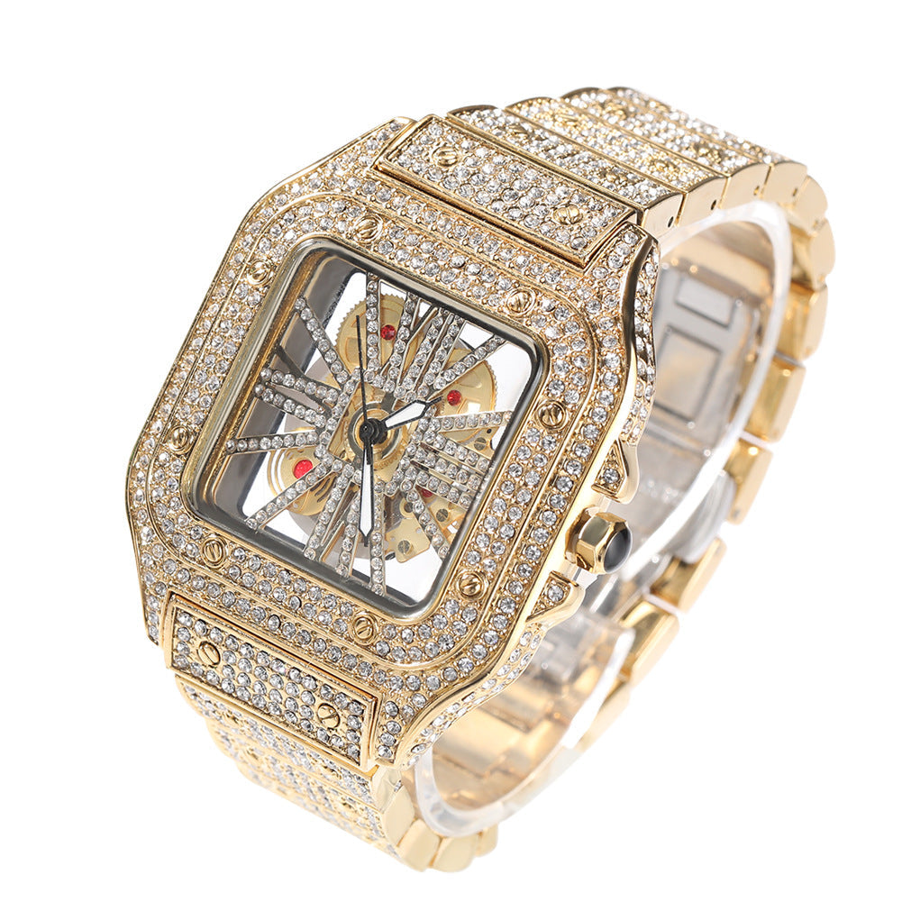 Full Diamond Square Hollow Quartz Watch