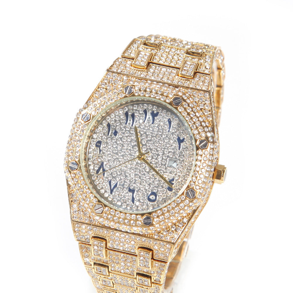 Full Diamond Arabic Watch Hip Hop Fashion Dial Quartz