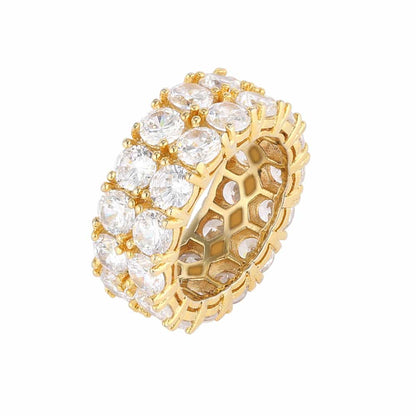 Micro Pavé Double Row Diamond Hip-Hop Ring