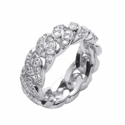 8mm Full Pave Cuban Ring