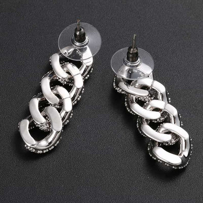 Micro Pave Triple Hoop Diamond Drop Earrings